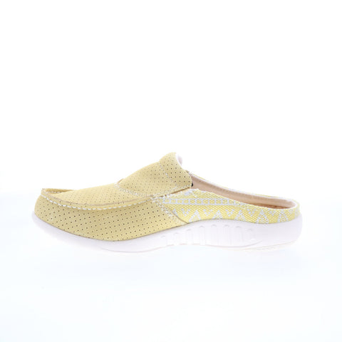 Spenco Siesta Slide Arizona SP1019SUN Womens Yellow Suede Mule Flats Shoes