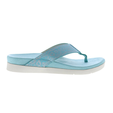 Spenco Newport Cheetah SP1035AQA Womens Blue Flip-Flops Sandals Shoes