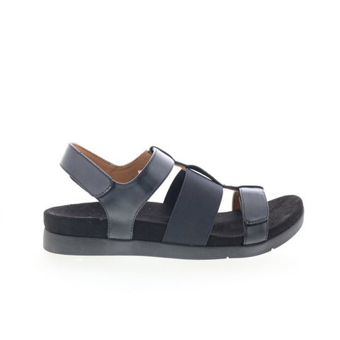 Spenco Anabel SP1059BLK Womens Black Leather Strap Sandals Shoes