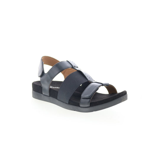 Spenco Anabel SP1059BLK Womens Black Leather Strap Sandals Shoes