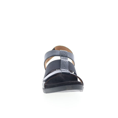 Spenco Anabel SP1059BLK Womens Black Leather Strap Sandals Shoes