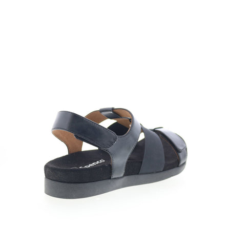 Spenco Anabel SP1059BLK Womens Black Leather Strap Sandals Shoes