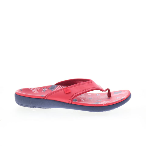 Spenco Yumi Americana SP1142RED Womens Red Synthetic Flip-Flops Sandals Shoes