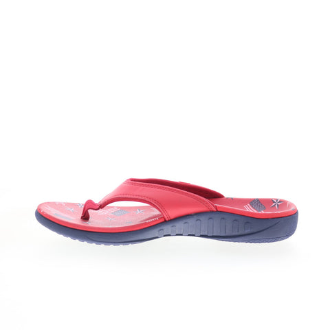 Spenco Yumi Americana SP1142RED Womens Red Synthetic Flip-Flops Sandals Shoes