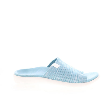 Spenco Odessa Fauna SP1245AQU Womens Blue Canvas Slides Sandals Shoes