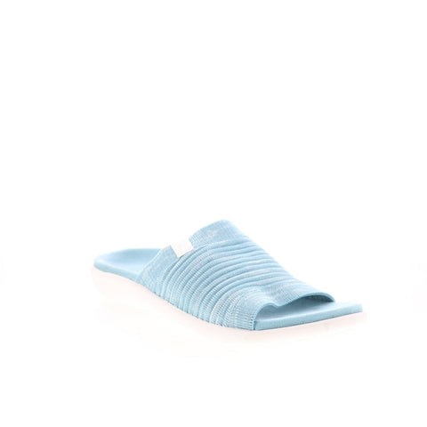 Spenco Odessa Fauna SP1245AQU Womens Blue Canvas Slides Sandals Shoes