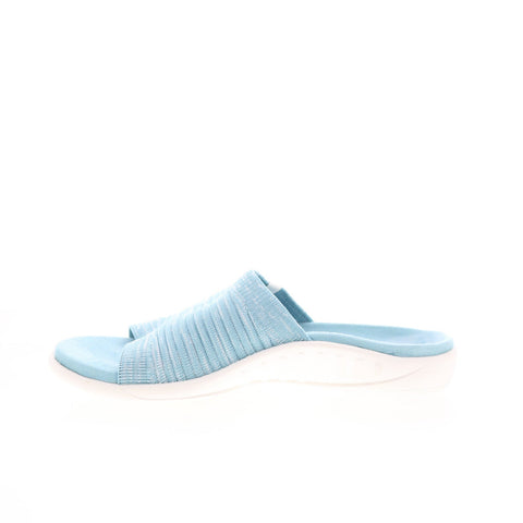 Spenco Odessa Fauna SP1245AQU Womens Blue Canvas Slides Sandals Shoes