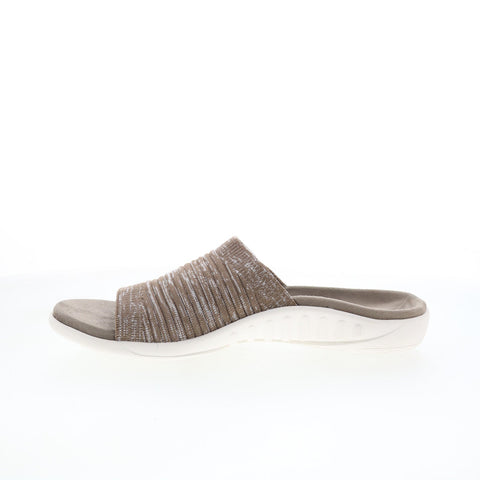 Spenco Odessa Fauna SP1245SHI Womens Brown Canvas Slides Sandals Shoes