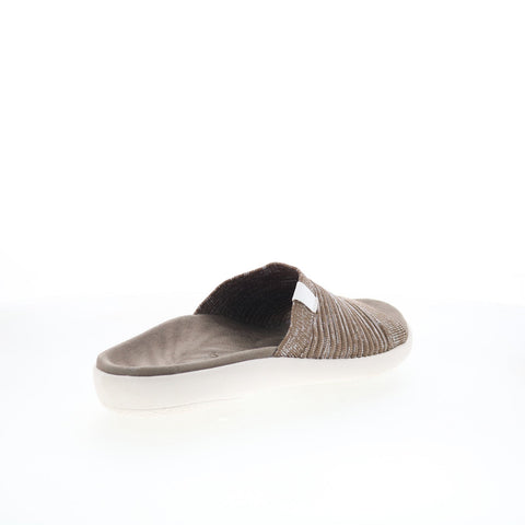 Spenco Odessa Fauna SP1245SHI Womens Brown Canvas Slides Sandals Shoes