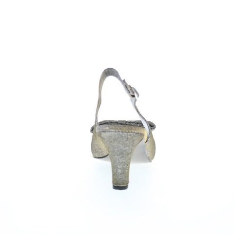 David Tate Spirit Womens Gray Wide Canvas Hook & Loop Slingback Heels Shoes