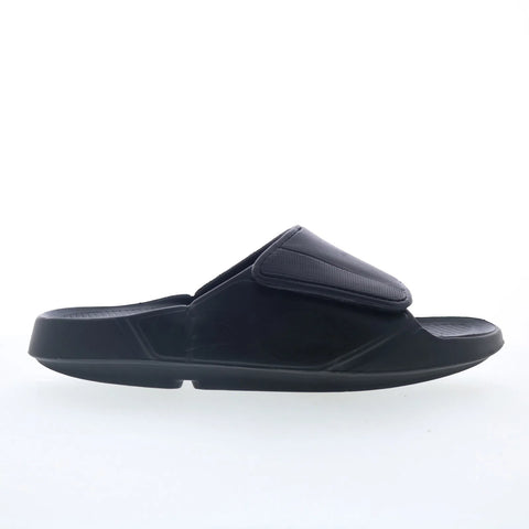 Oofos Sport Flex 1550 Mens Black Synthetic Strap Slides Sandals Shoes