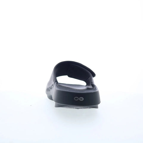 Oofos Sport Flex 1550 Mens Black Synthetic Strap Slides Sandals Shoes