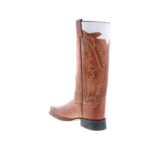 Jama Old West SQM2682 Mens Brown Leather Slip On Cowboy Western Boots