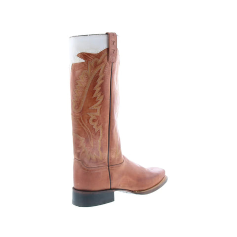 Jama Old West SQM2682 Mens Brown Leather Slip On Cowboy Western Boots