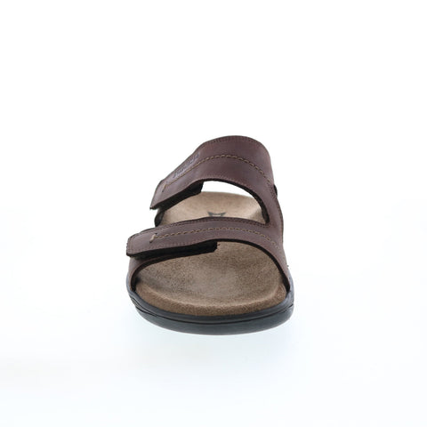 Mephisto Stan Mens Brown Leather Strap Slides Sandals Shoes