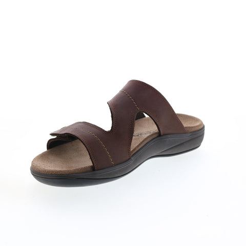 Mephisto Stan Mens Brown Leather Strap Slides Sandals Shoes
