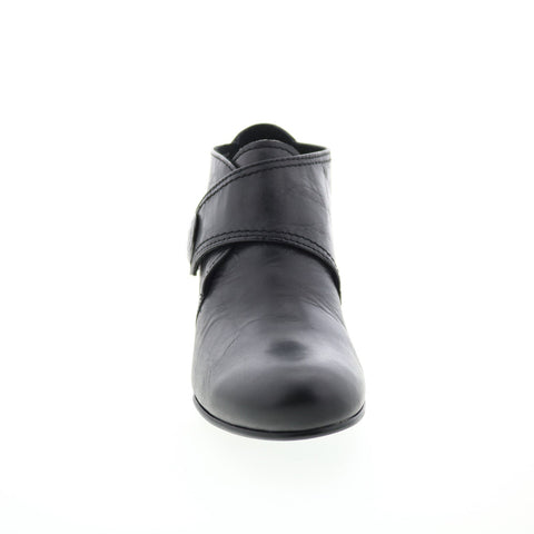 David Tate Status Womens Black Leather Slip On Ankle & Booties Boots