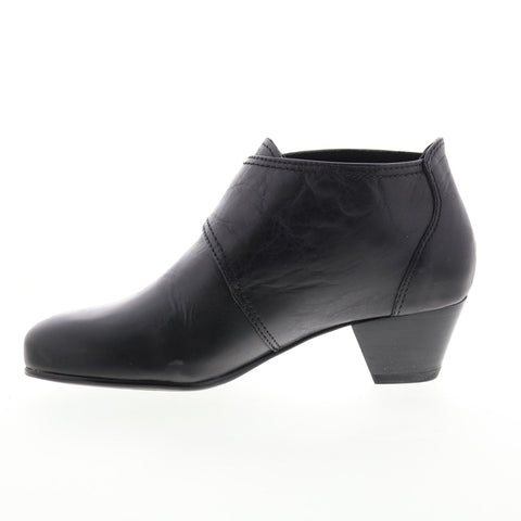 David Tate Status Womens Black Leather Slip On Ankle & Booties Boots