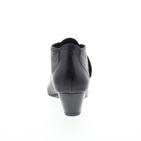 David Tate Status Womens Black Leather Slip On Ankle & Booties Boots