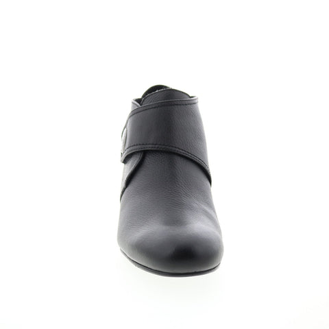 David Tate Status Womens Black Leather Slip On Ankle & Booties Boots