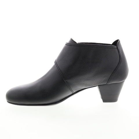 David Tate Status Womens Black Leather Slip On Ankle & Booties Boots