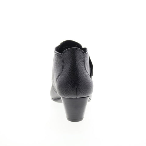 David Tate Status Womens Black Leather Slip On Ankle & Booties Boots