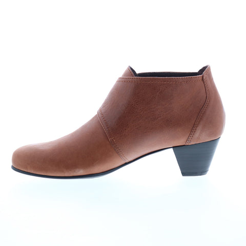 David Tate Status Womens Brown Leather Slip On Ankle & Booties Boots