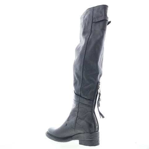 A.S. 98 Steed Womens Black Leather Zipper Knee High Boots