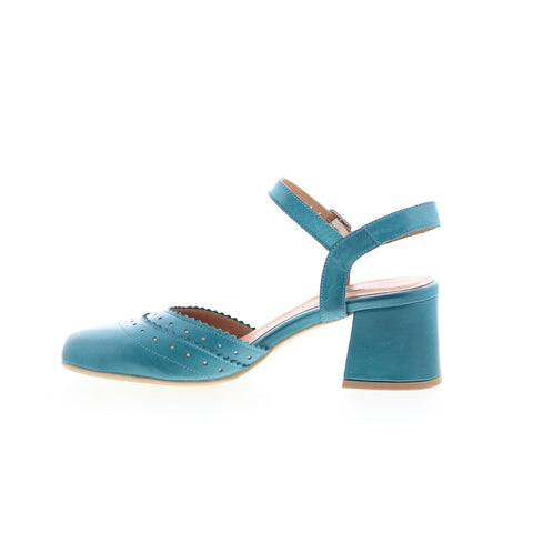 MIz Mooz Storrs Womens Blue Leather Hook & Loop Pumps Heels Shoes