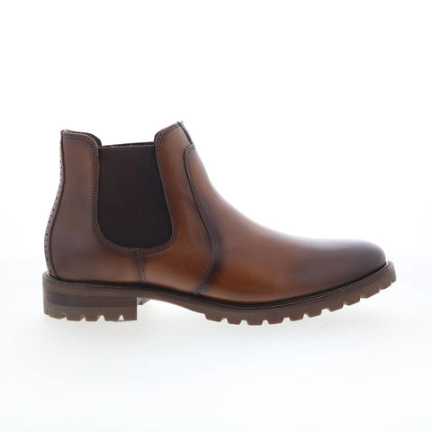 Johnston & Murphy Straford 59-4210 Mens Brown Leather Slip On Chelsea Boots