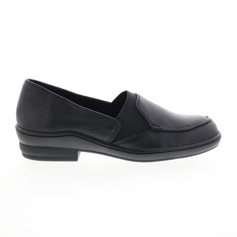 David Tate Stretchy Womens Black Narrow Leather Slip On Loafer