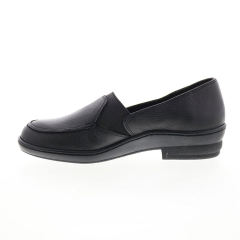 David Tate Stretchy Womens Black Leather Slip On Loafer Flats Shoes