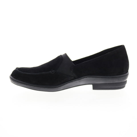 David Tate Stretchy Womens Black Leather Slip On Loafer Flats Shoes