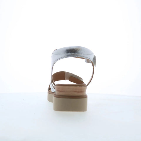 Miz Mooz Stunner Womens Silver Leather Strap Sandals Shoes