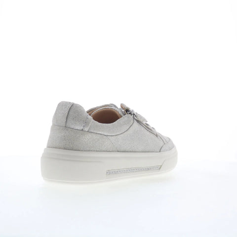 Clarks Suttyn Wesley 26184150 Womens Silver Suede Loafer Flats Shoes