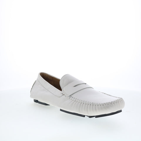 Robert Zur Sven True Glove Mens White Leather Loafers & Slip Ons Moccasin Shoes