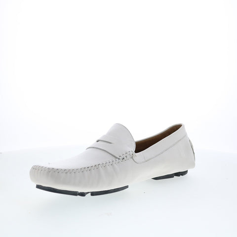 Robert Zur Sven True Glove Mens White Leather Loafers & Slip Ons Moccasin Shoes