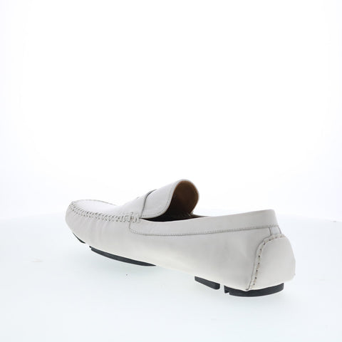 Robert Zur Sven True Glove Mens White Leather Loafers & Slip Ons Moccasin Shoes