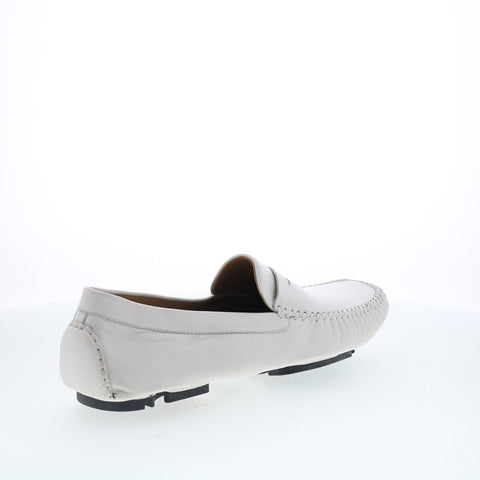 Robert Zur Sven True Glove Mens White Leather Loafers & Slip Ons Moccasin Shoes