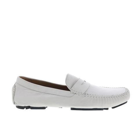 Robert Zur Sven True Glove Mens White Leather Loafers & Slip Ons Moccasin Shoes