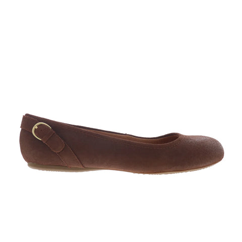 Softwalk Sydney S2461-239 Womens Brown Suede Slip On Ballet Flats Shoes