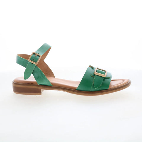 Miz Mooz Symone Womens Green Leather Hook & Loop Strap Sandals Shoes