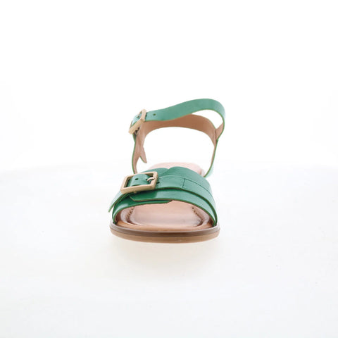 Miz Mooz Symone Womens Green Leather Hook & Loop Strap Sandals Shoes