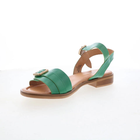 Miz Mooz Symone Womens Green Leather Hook & Loop Strap Sandals Shoes