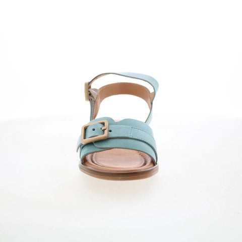 Miz Mooz Symone Womens Blue Leather Hook & Loop Strap Sandals Shoes