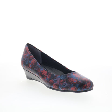 Trotters Lauren T1110-455 Womens Blue Leather Slip On Ballet Flats Shoes
