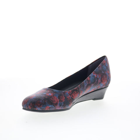 Trotters Lauren T1110-455 Womens Blue Leather Slip On Ballet Flats Shoes