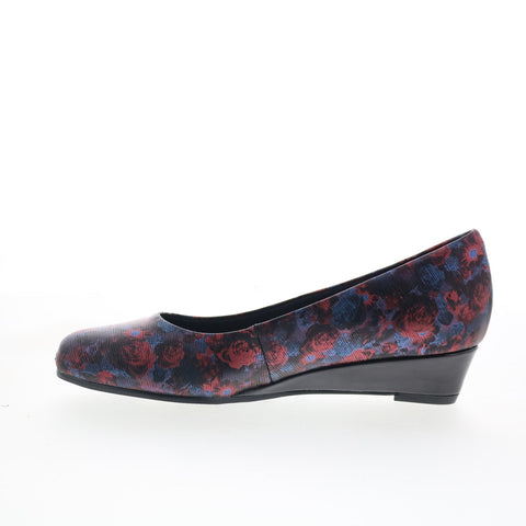 Trotters Lauren T1110-455 Womens Blue Leather Slip On Ballet Flats Shoes
