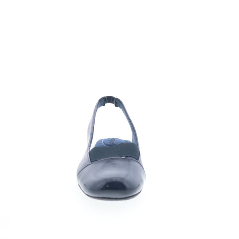 Trotters Sarina T1570-460 Womens Blue Leather Slip On Slingback Flats Shoes