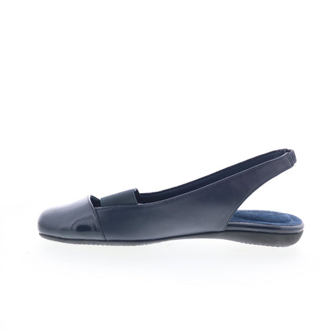 Trotters Sarina T1570-460 Womens Blue Leather Slip On Slingback Flats Shoes